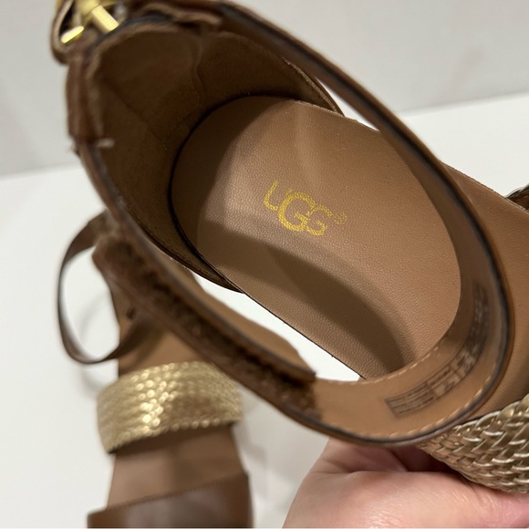 UGG “Mirabel” Metallic Leather Woven Ankle Strap Tassel Sandals NWOT/NWOB - Picture 10 of 10